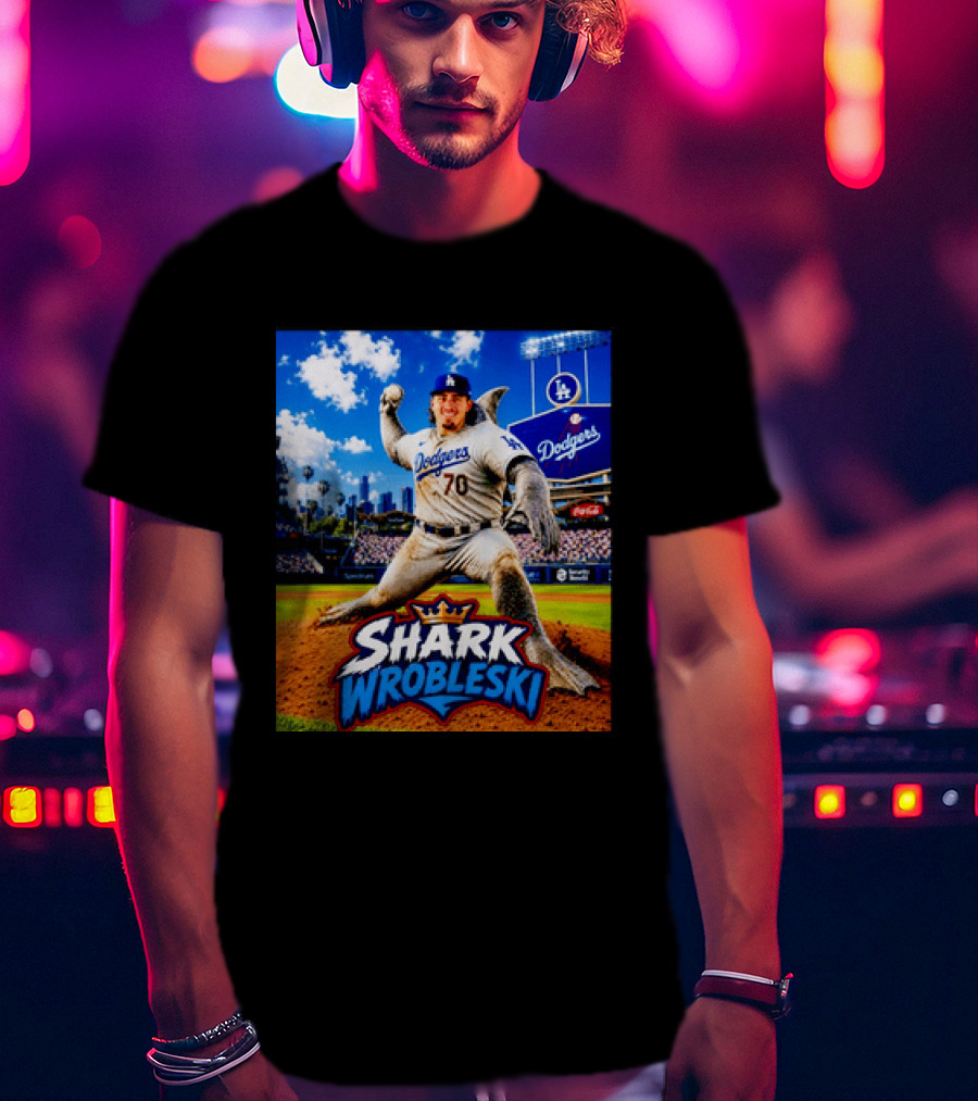 Shark Wrobleski Los Angeles Dodgers No 70 Iconic Baseball Player Fantasy T-Shirt