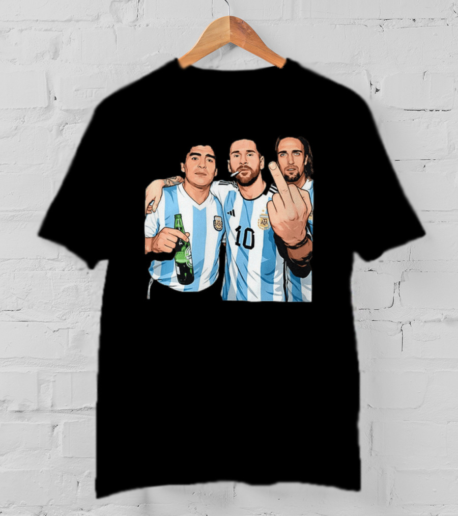 Messi Maradona Batistuta Argentina Football Legends T-Shirt