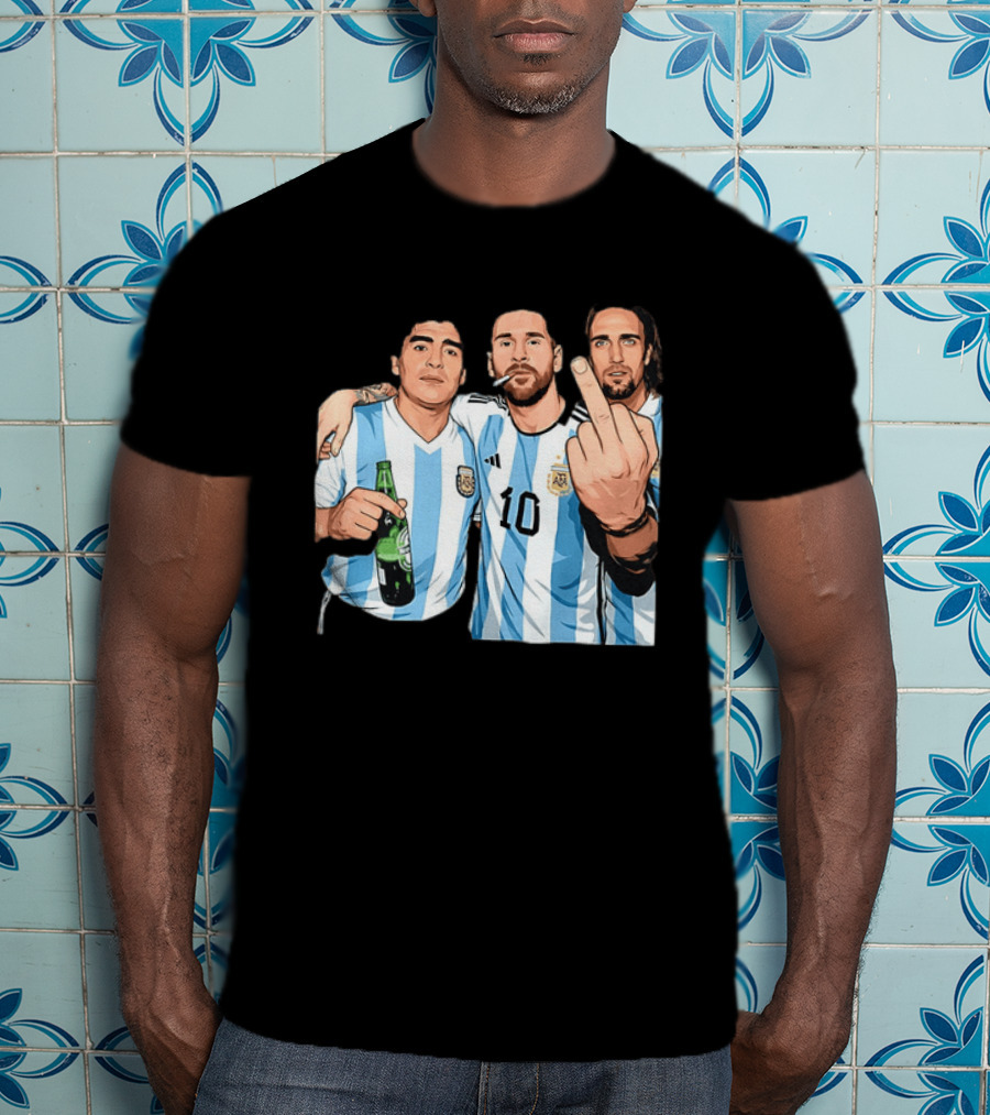 Messi Maradona Batistuta Argentina Football Legends T-Shirt