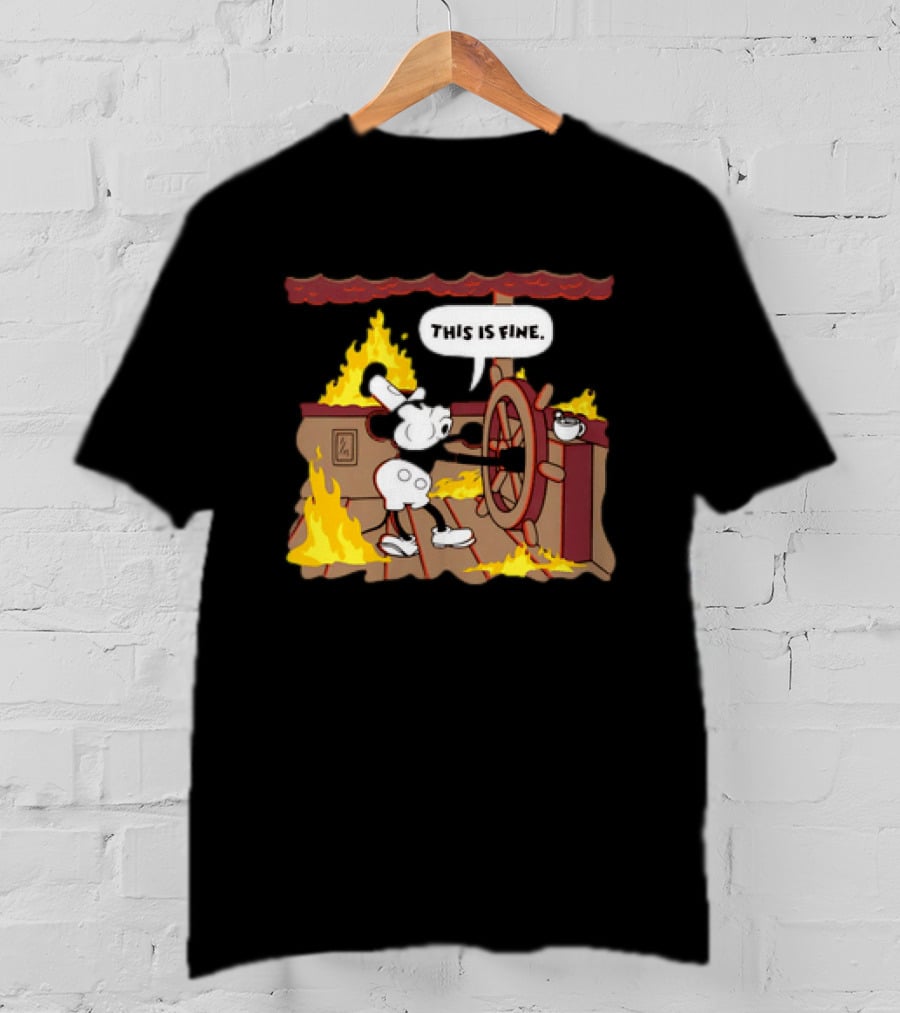This Is Fine Steamboat Mickey Mouse Fire Captain T-Shirt