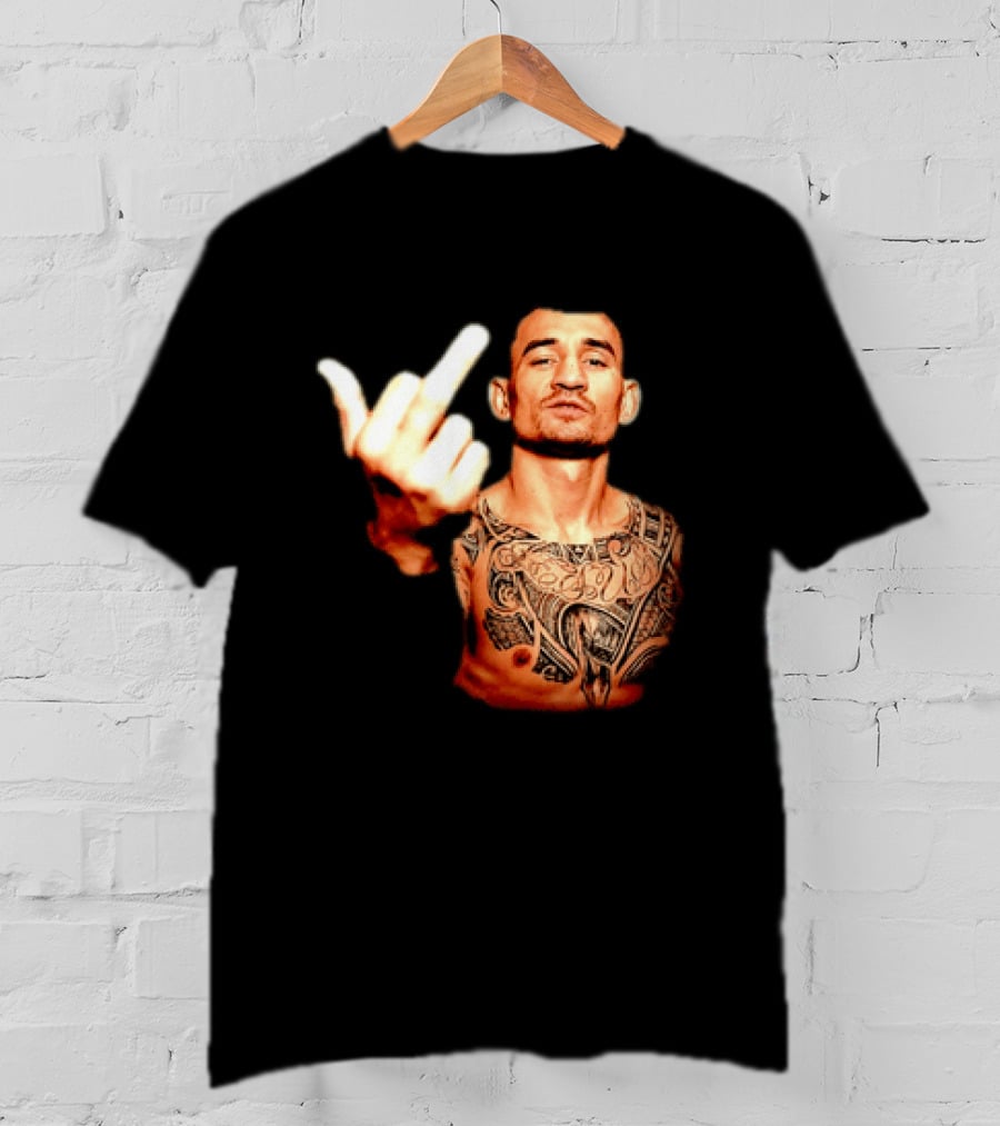Max Holloway UFC Fighter Pose Middle Finger Tattoo T-Shirt