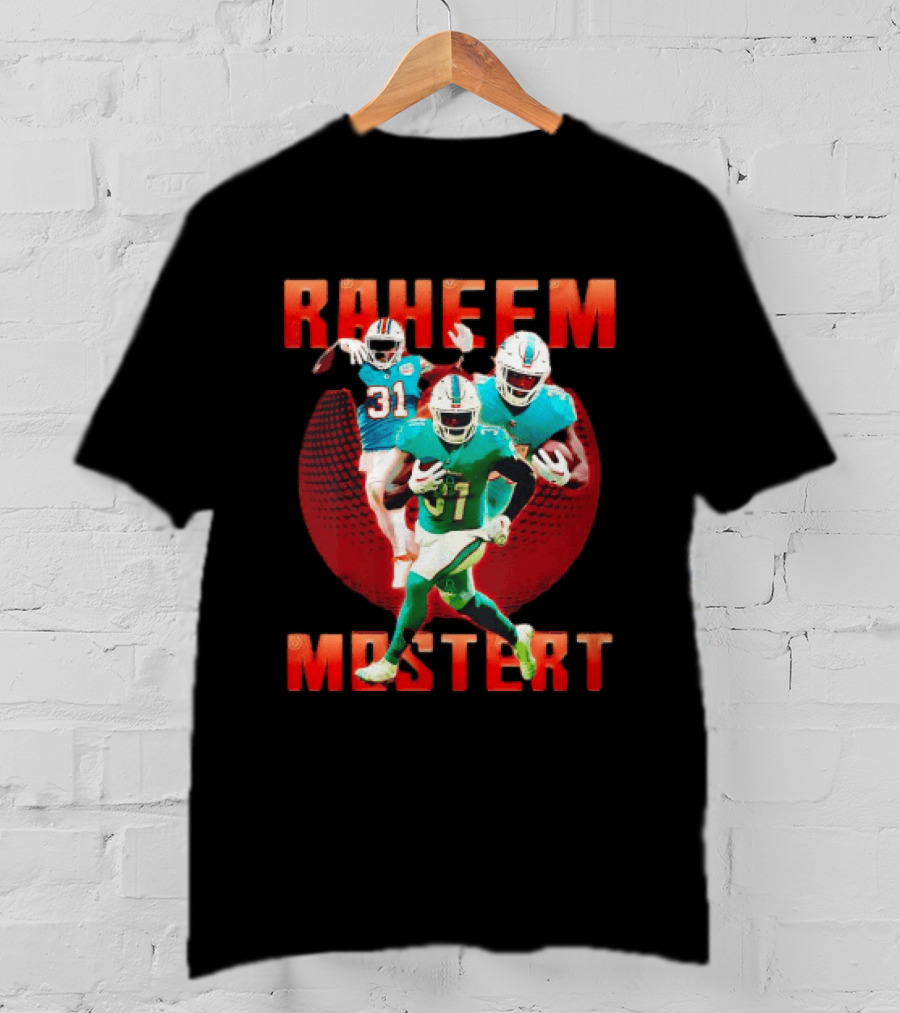 Raheem Mostert Miami Dolphins Football Running Back Action T-Shirt