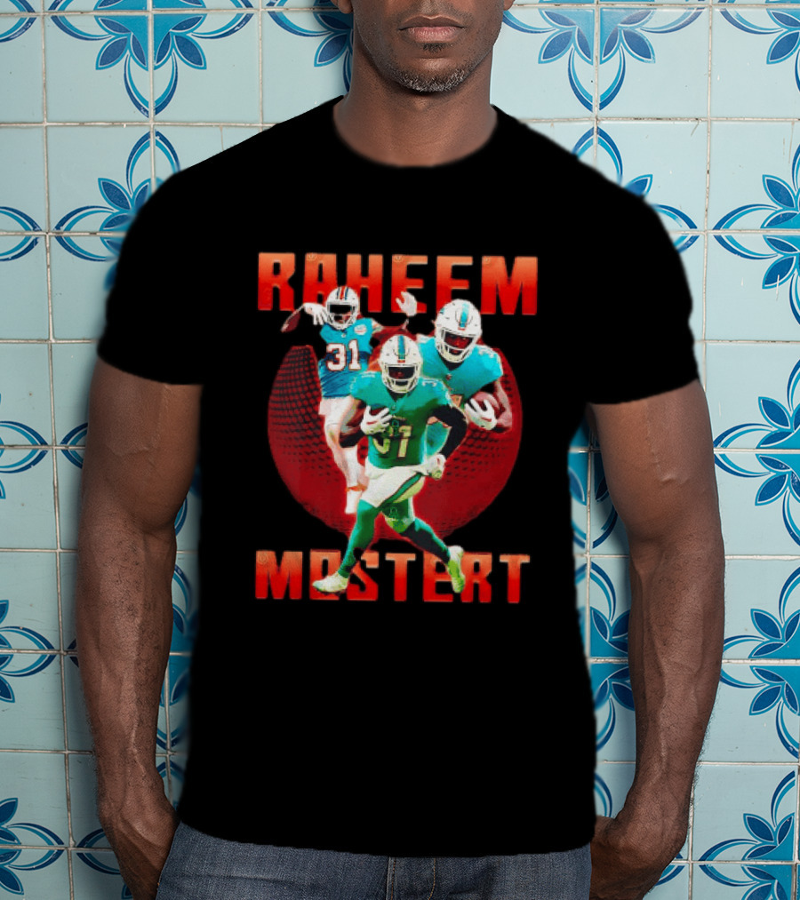 Raheem Mostert Miami Dolphins Football Running Back Action T-Shirt
