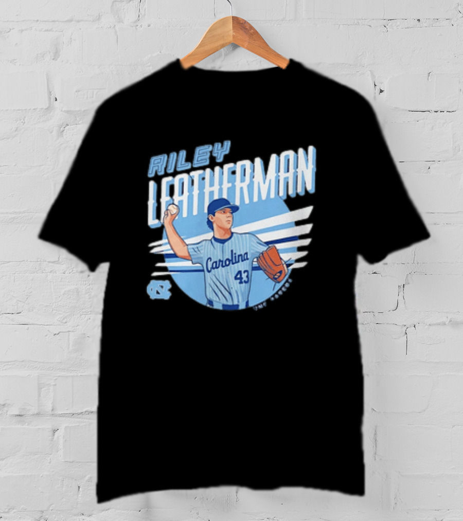 North Carolina Tar Heels Riley Leatherman Baseball Carolina 43 T-Shirt