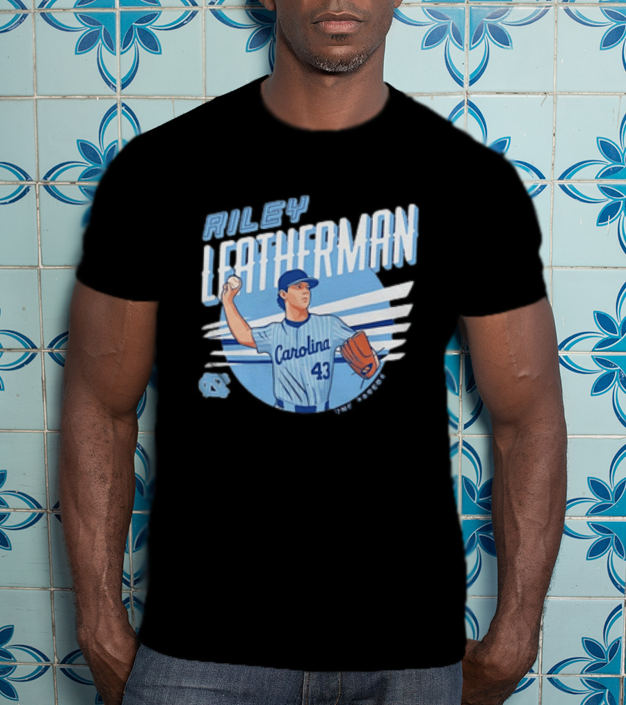 North Carolina Tar Heels Riley Leatherman Baseball Carolina 43 T-Shirt