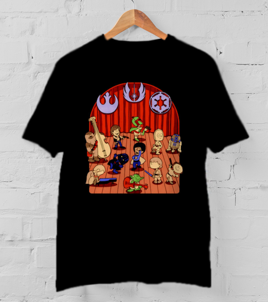 Star Wars Peanuts Characters Band With Iconic Symbols Mashup T-Shirt
