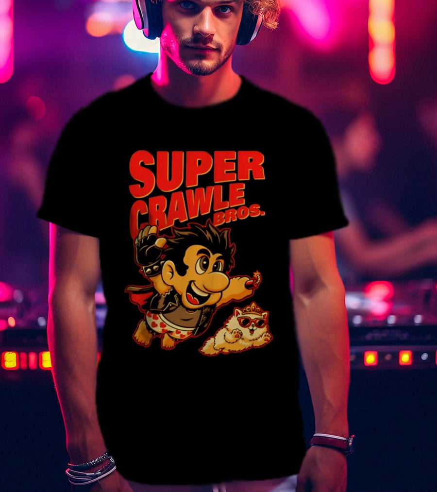 Super Crawler Bros Crowned Cat Rocker T-Shirt