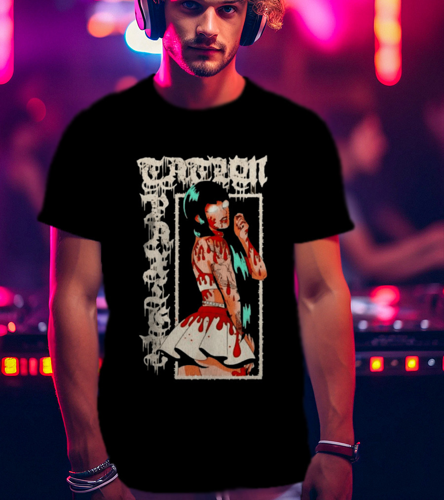 Vampen Anime Girl Horror Aesthetic Gore Dripping Gothic T-Shirt