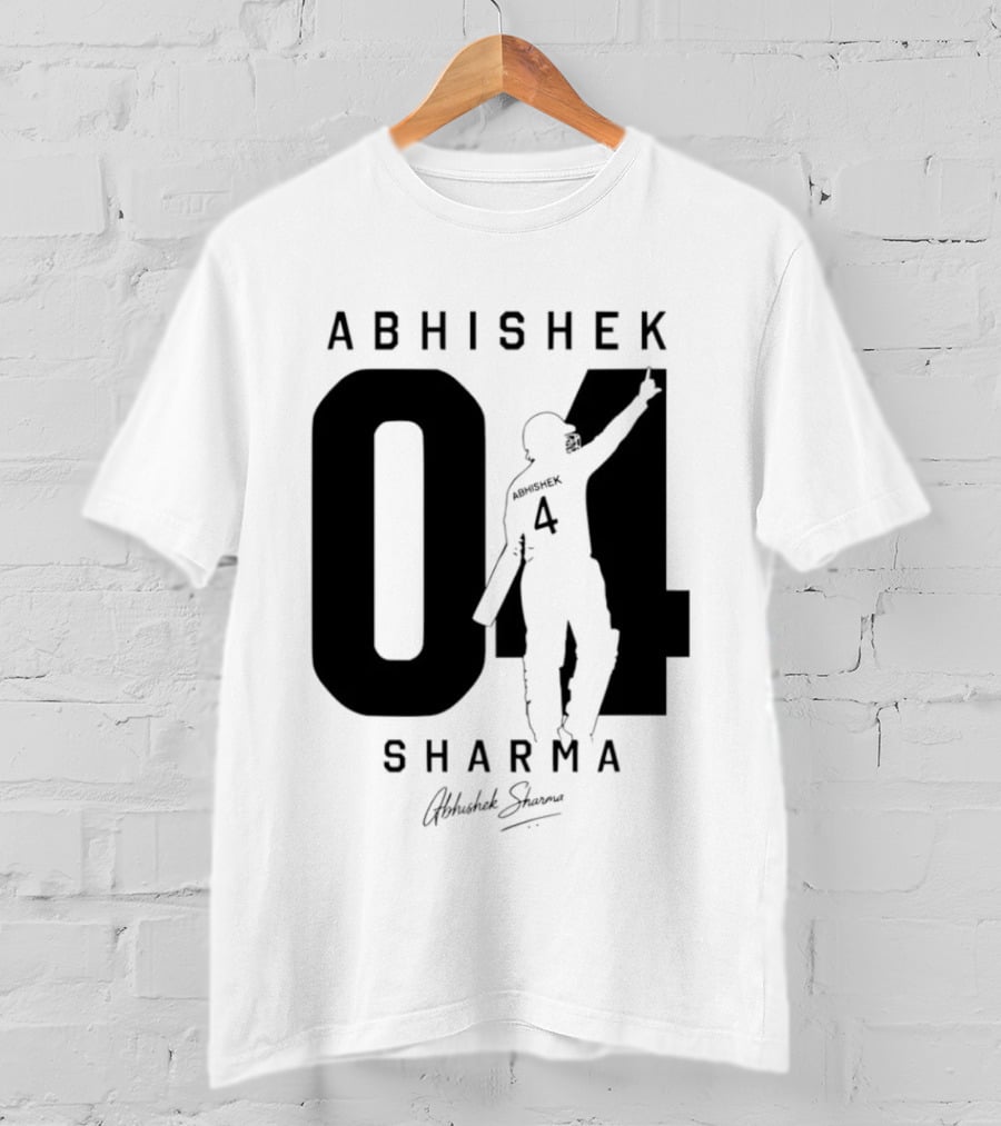 Abhishek Sharma 04 Indian Cricket Player Autograph T-Shirt