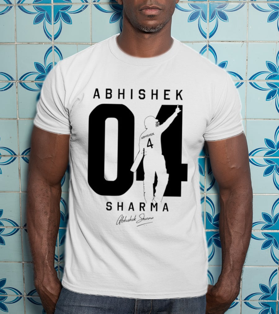 Abhishek Sharma 04 Indian Cricket Player Autograph T-Shirt