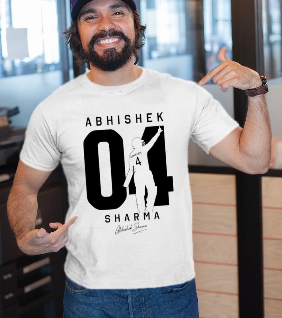 Abhishek Sharma 04 Indian Cricket Player Autograph T-Shirt