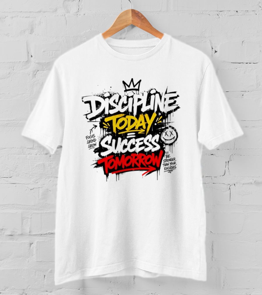 Discipline Today Success Tomorrow Motivational Graffiti T-Shirt