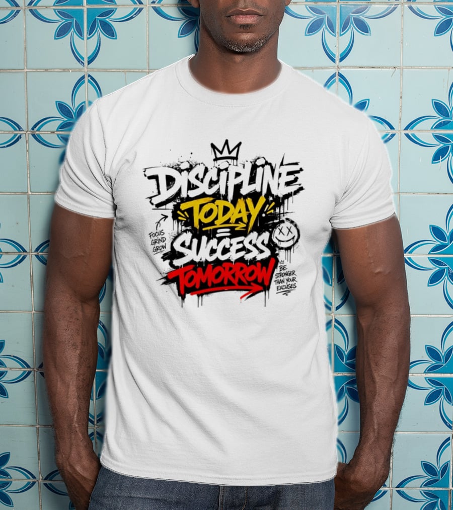 Discipline Today Success Tomorrow Motivational Graffiti T-Shirt
