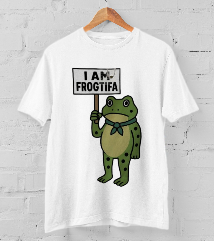 I AM FROGTIFA Frog Holding Sign T-Shirt