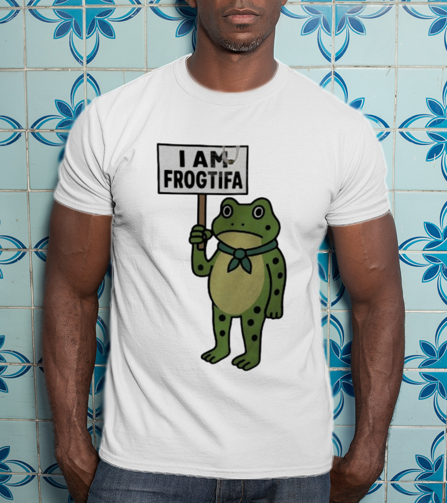 I AM FROGTIFA Frog Holding Sign T-Shirt