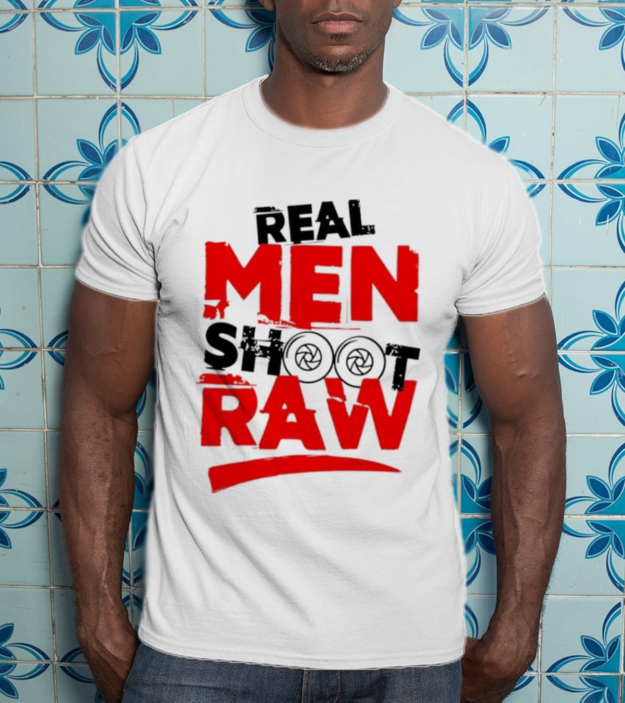 Real Men Shoot RAW Camera Shutter Aperture Photography T-Shirt