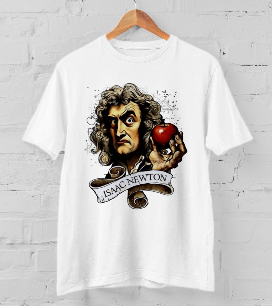 Isaac Newton Scientist With Apple Gravity Physics T-Shirt
