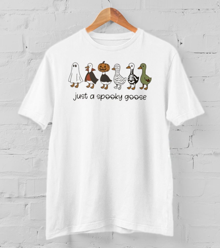 Halloween Goose Costumes Funny Spooky Goose Lineup T-Shirt