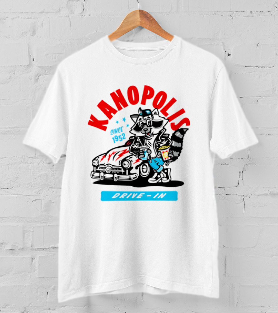 Kanopolis Drive In Since 1952 Raccoon Car T-Shirt