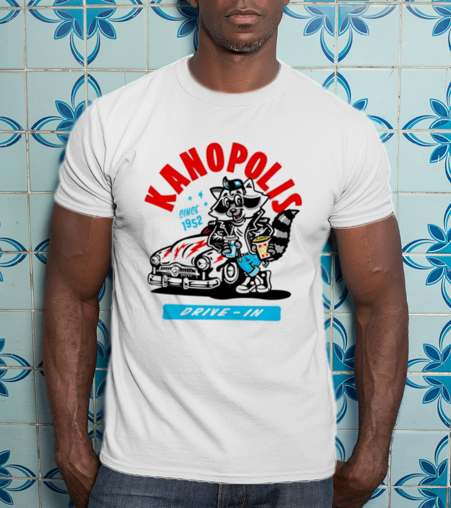 Kanopolis Drive In Since 1952 Raccoon Car T-Shirt