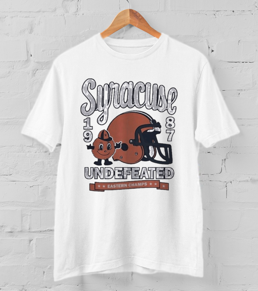 Syracuse 1987 Undefeated Eastern Champs Football Helmet Orange T-Shirt
