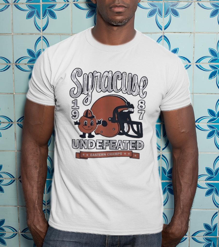 Syracuse 1987 Undefeated Eastern Champs Football Helmet Orange T-Shirt