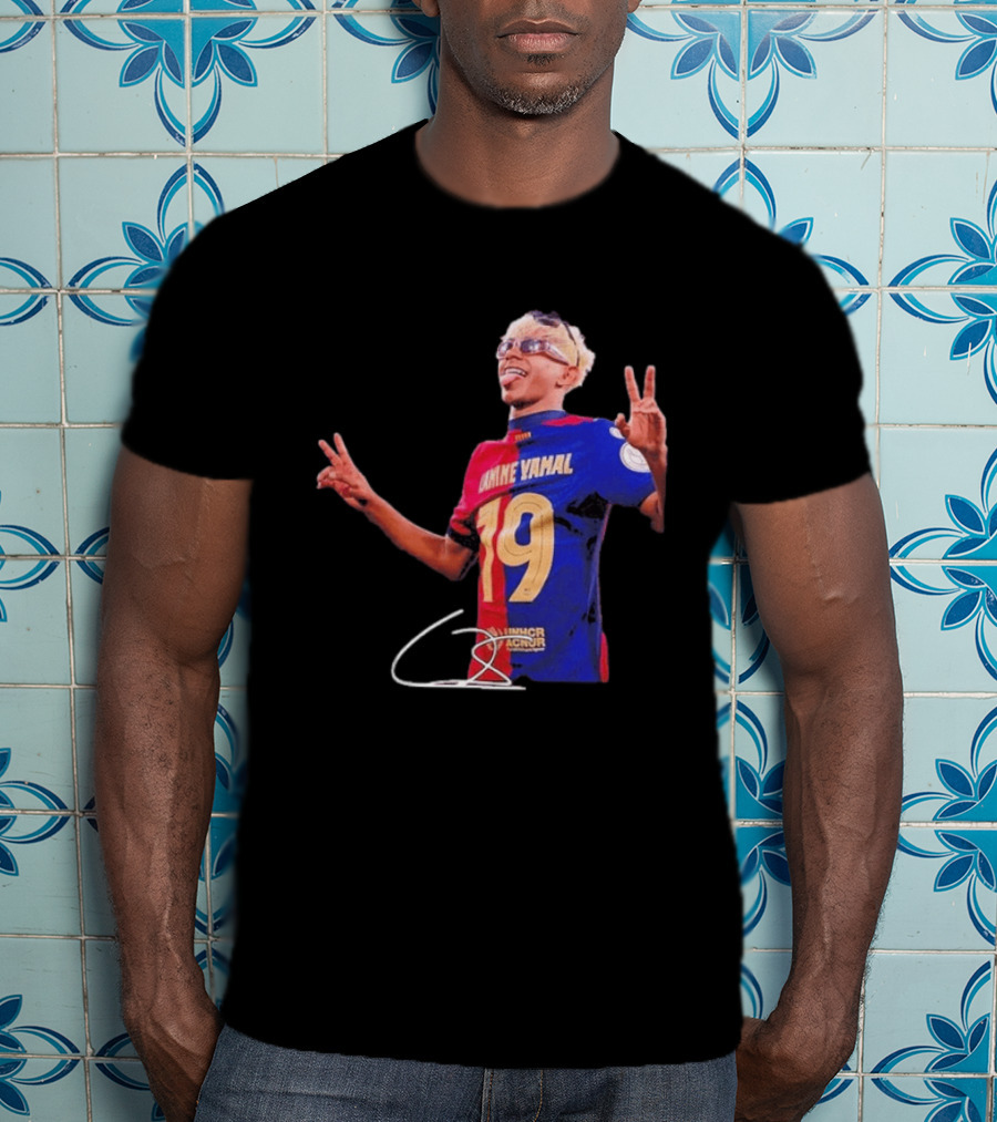 Lamine Yamal Barcelona Peace Sign Celebration 19 Jersey T-Shirt