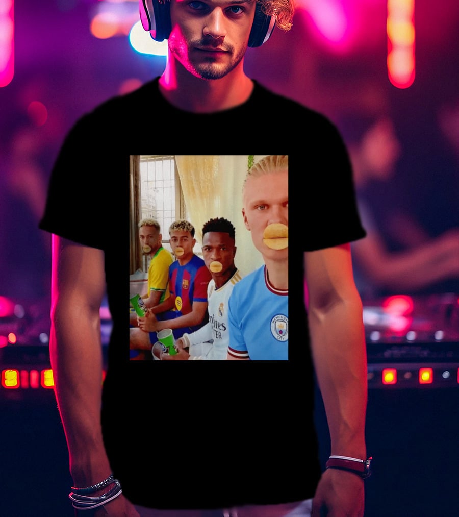 Neymar Vinicius Barcelona Real Madrid Manchester City Football Stars Chips T-Shirt