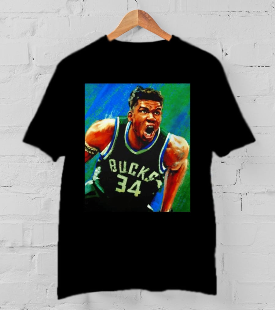 Giannis Antetokounmpo Bucks No 34 Jersey Art Basketball Star T-Shirt