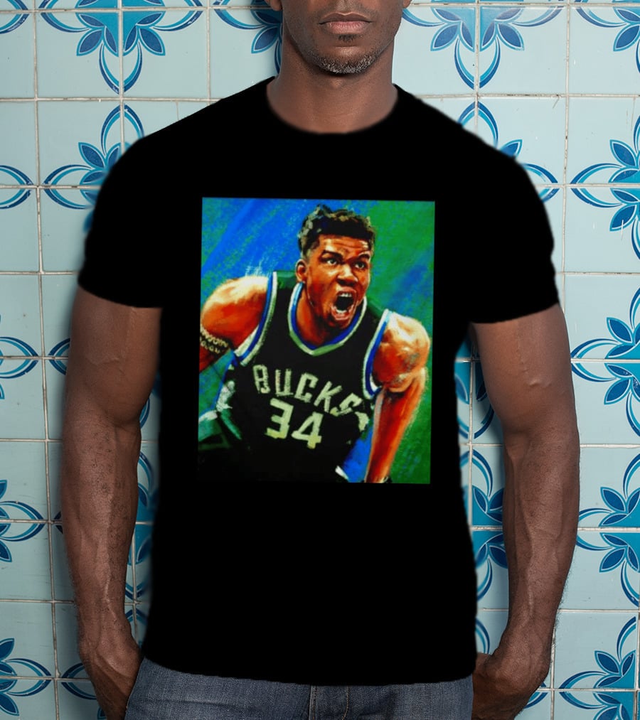 Giannis Antetokounmpo Bucks No 34 Jersey Art Basketball Star T-Shirt