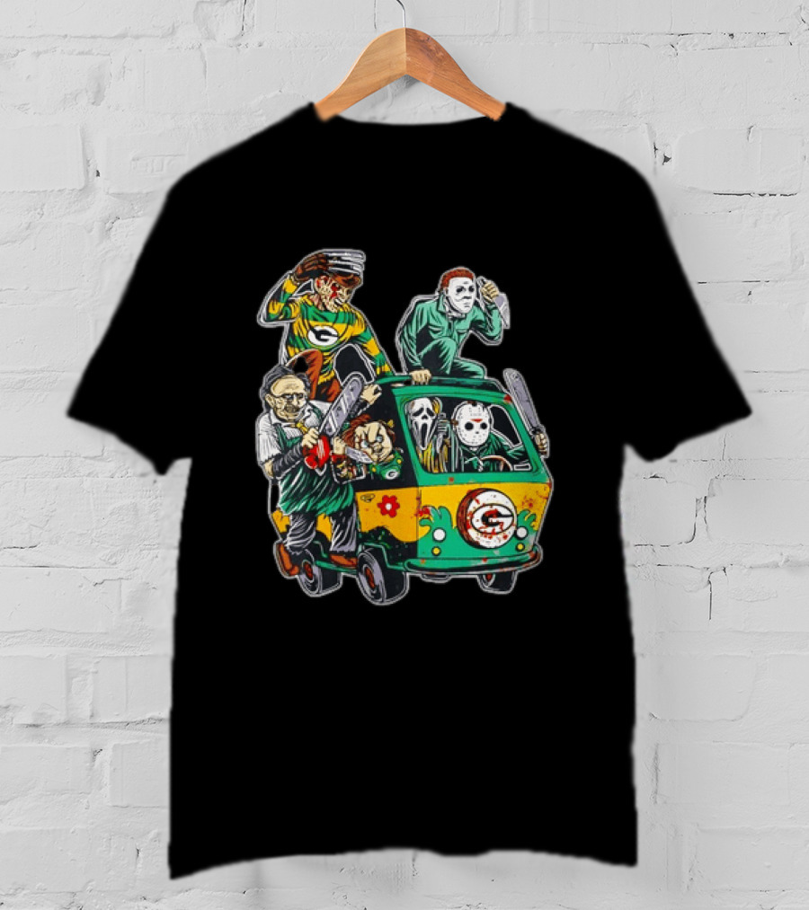 Horror Villains Green Bay Packers Mystery Machine T-Shirt