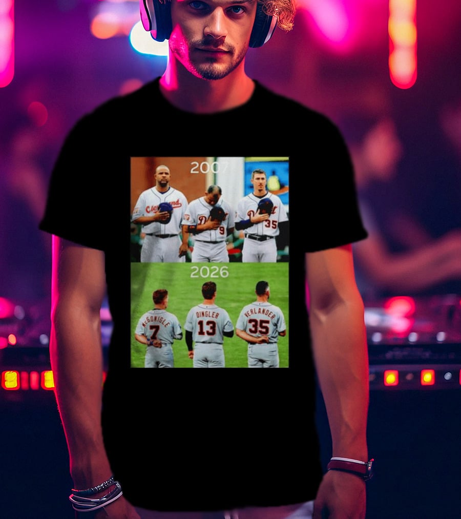Detroit Tigers 2007 2026 McGonigle Dingler Verlander Comparison T-Shirt