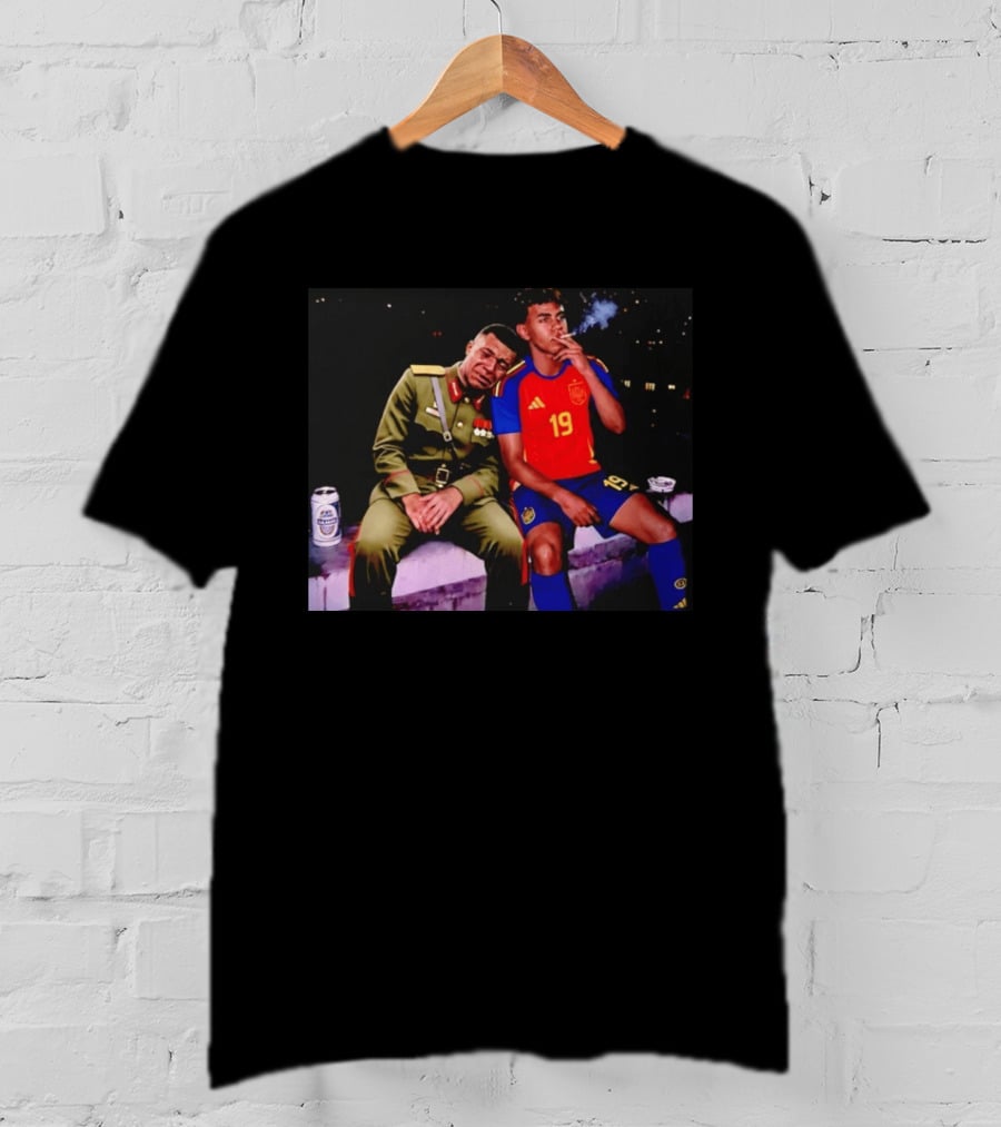 Kylian Mbappe And Lamine Yamal Smoking Spain Number 19 Soccer T-Shirt