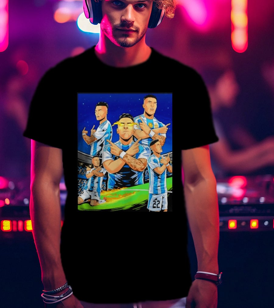 Lautaro Martinez Argentina National Team Collage Soccer Star Celebration T-Shirt