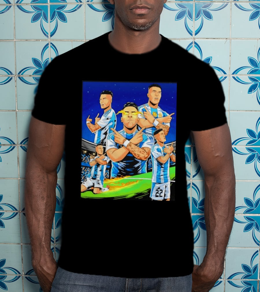 Lautaro Martinez Argentina National Team Collage Soccer Star Celebration T-Shirt