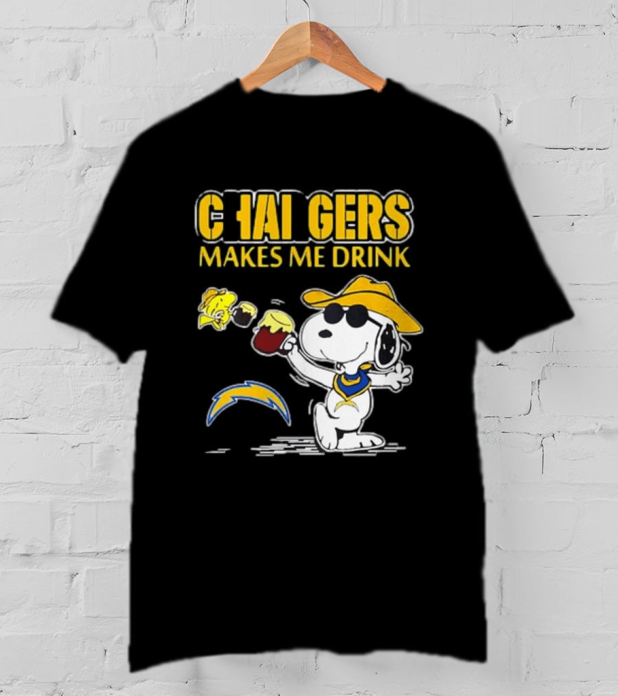 Snoopy Drinking Beer Chargers Makes Me Drink T-Shirt