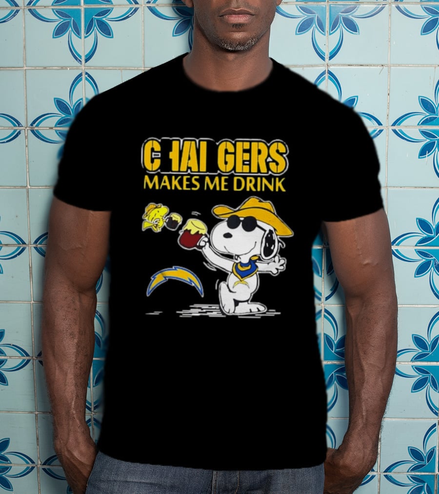 Snoopy Drinking Beer Chargers Makes Me Drink T-Shirt