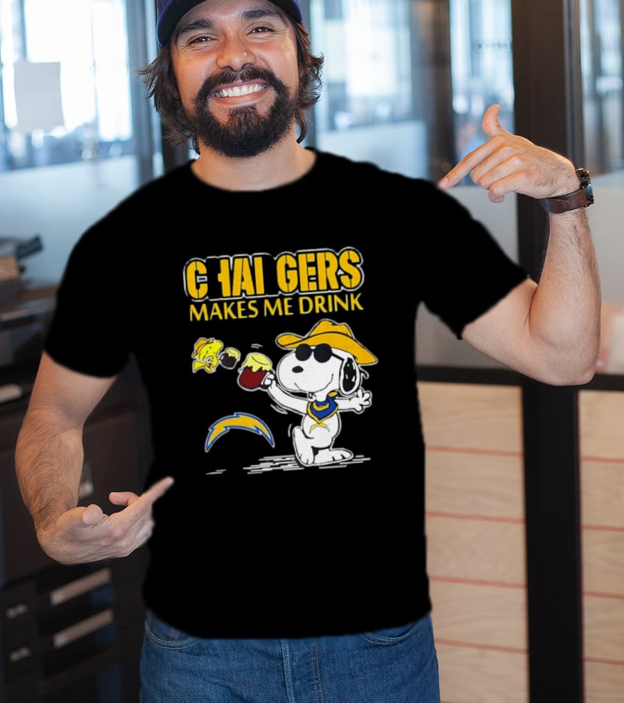 Snoopy Drinking Beer Chargers Makes Me Drink T-Shirt