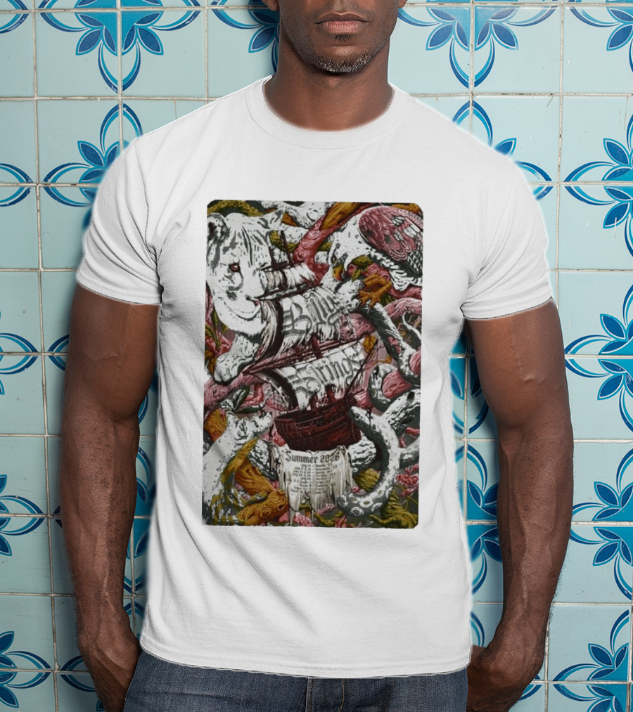 Billy Strings Summer 2026 Shows Pirate Ship And Wild Animals T-Shirt