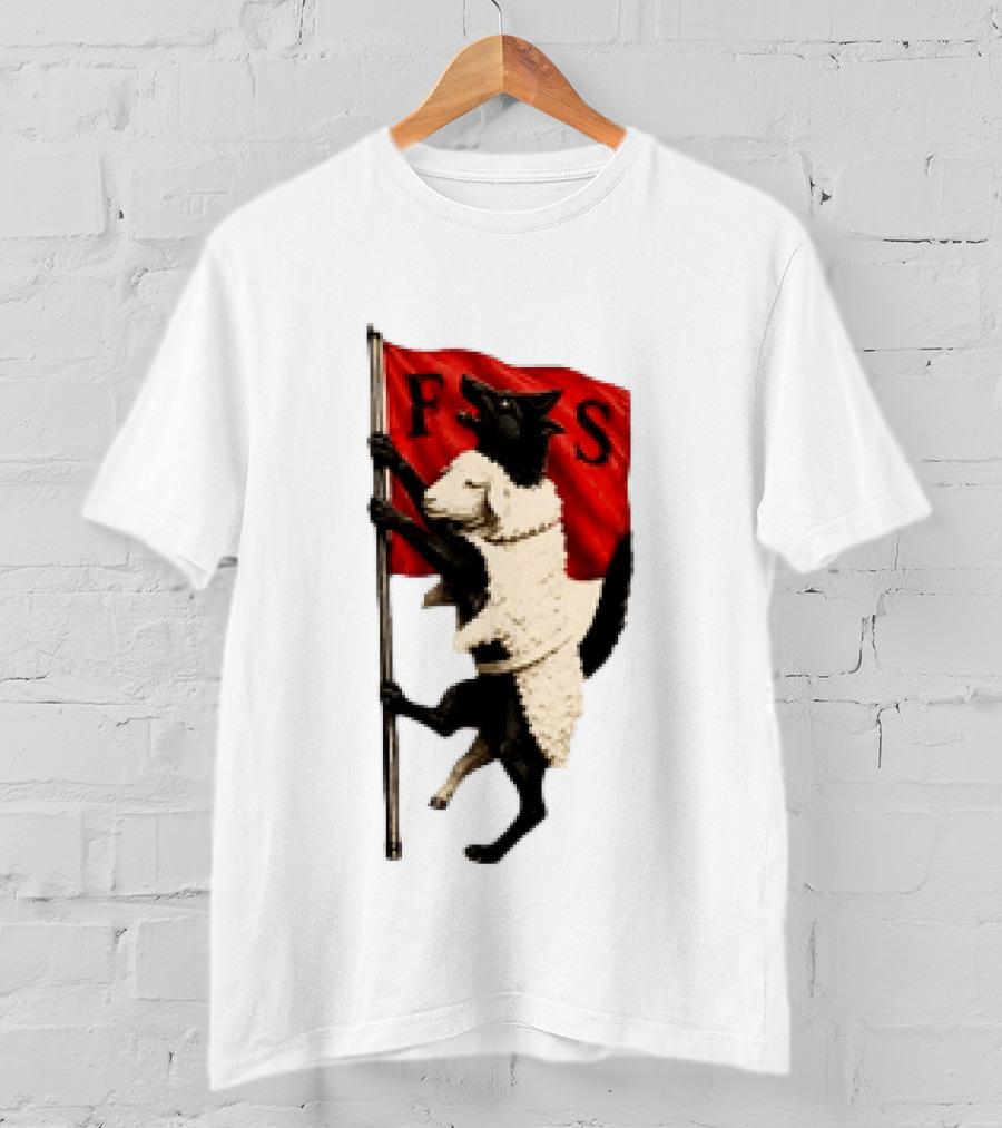 FS Black Cat Carrying Lamb Red Flag T-Shirt