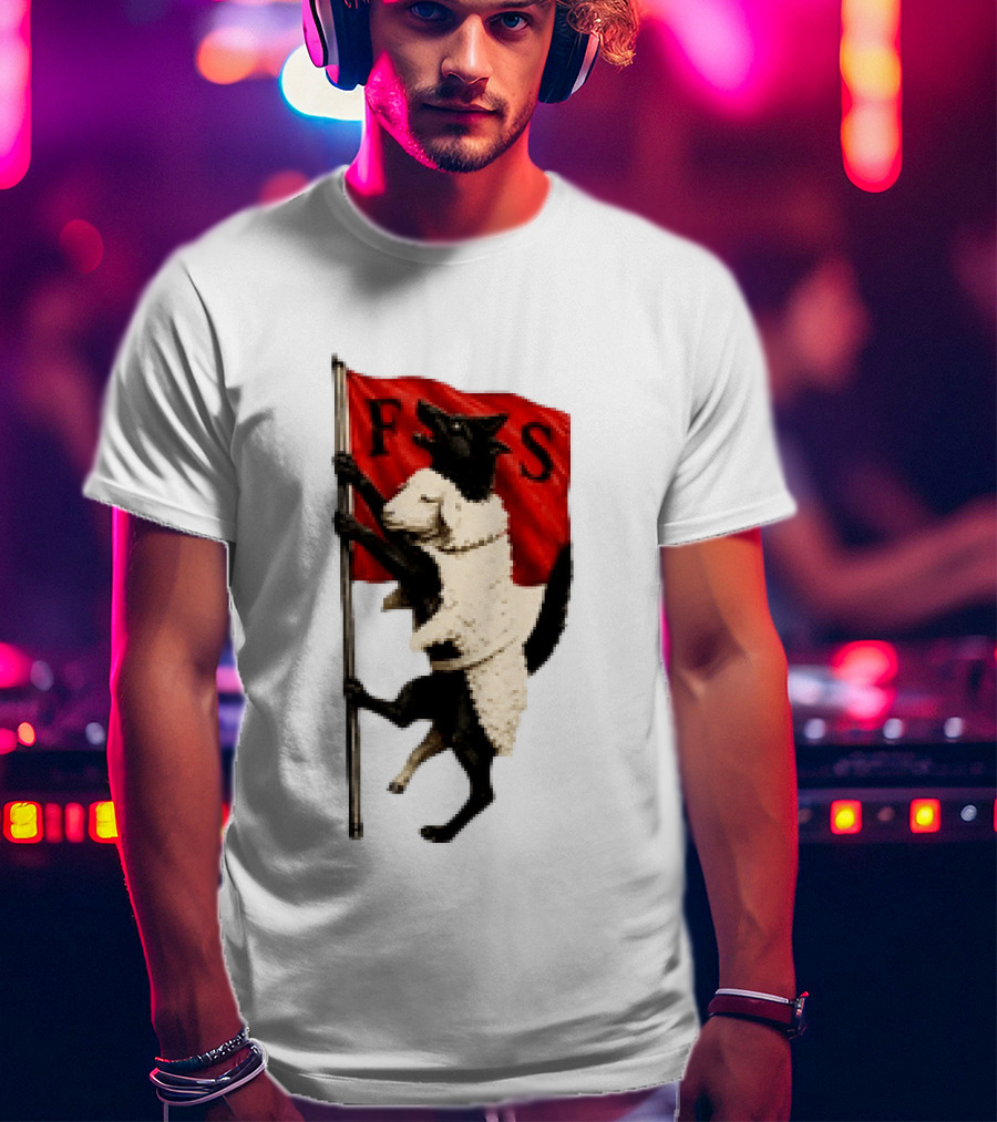 FS Black Cat Carrying Lamb Red Flag T-Shirt