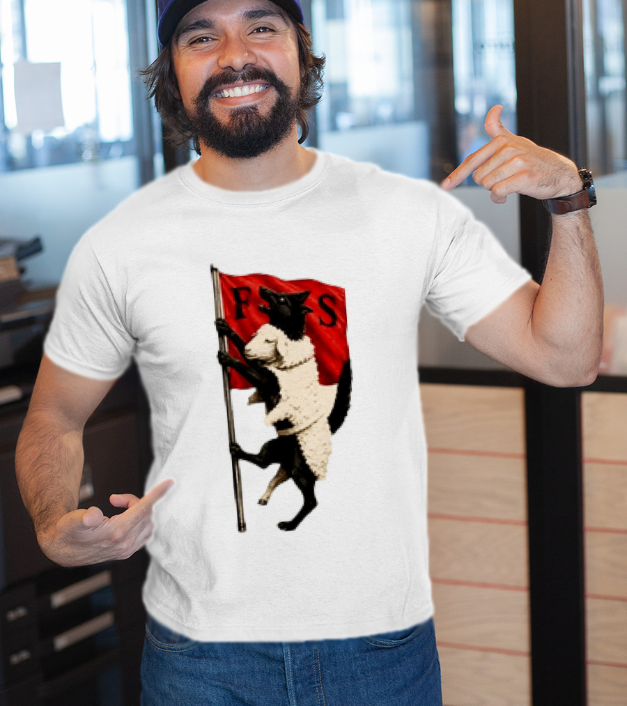 FS Black Cat Carrying Lamb Red Flag T-Shirt