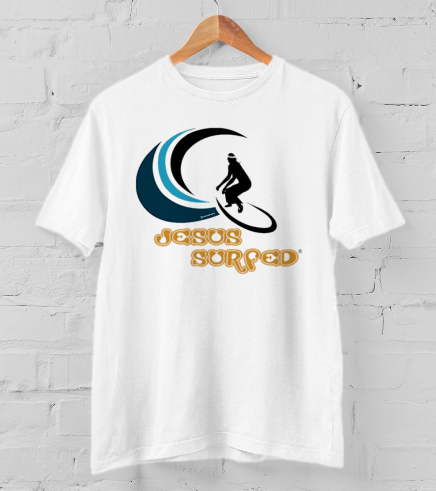 Jesus Surfed Christianity Faith Surfing T-Shirt