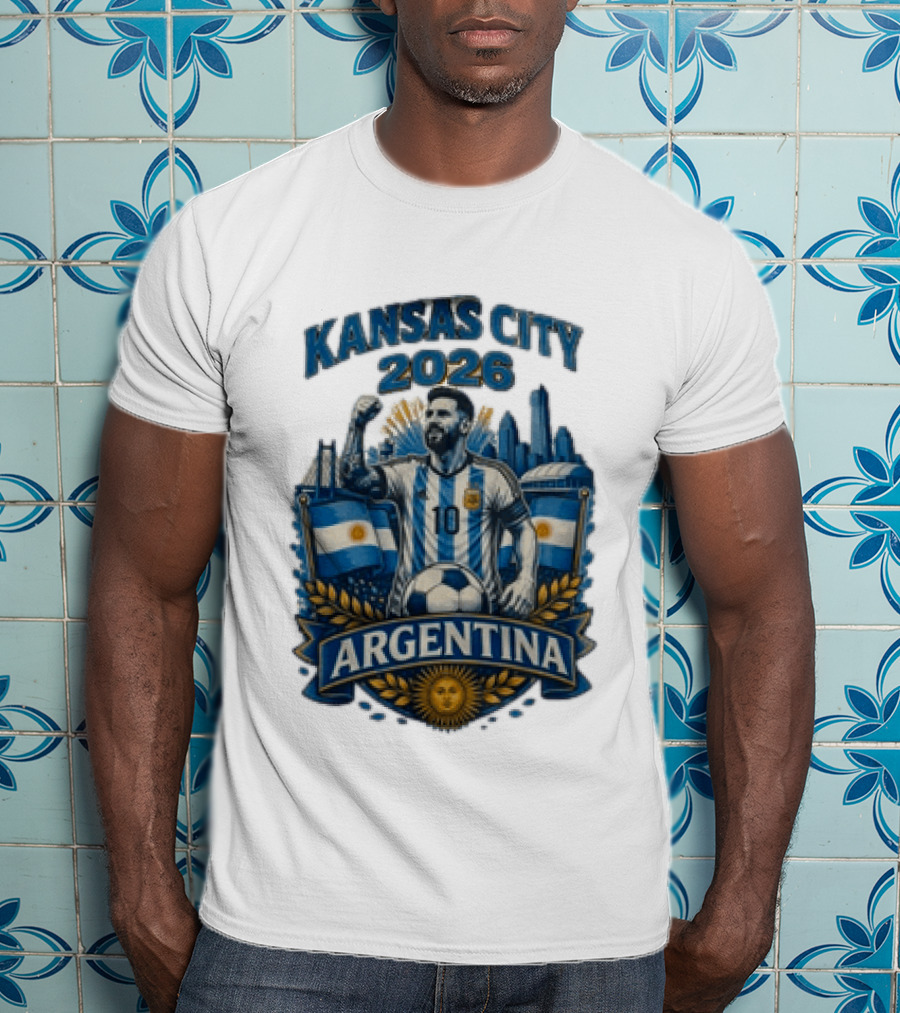 Kansas City 2026 Argentina Lionel Messi No 10 Flag Skyline T-Shirt