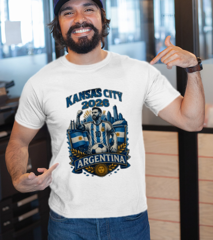 Kansas City 2026 Argentina Lionel Messi No 10 Flag Skyline T-Shirt