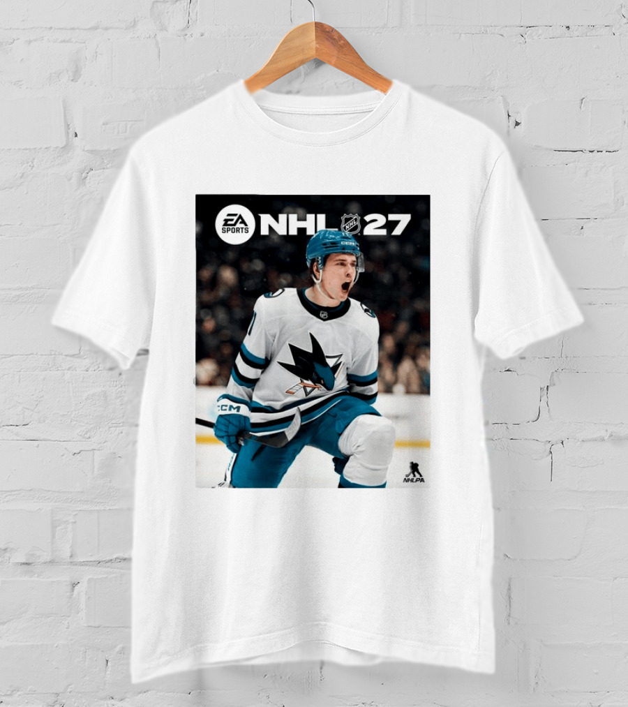 EA Sports NHL 27 Macklin Celebrini San Jose Sharks Cover Athlete NHLPA T-Shirt