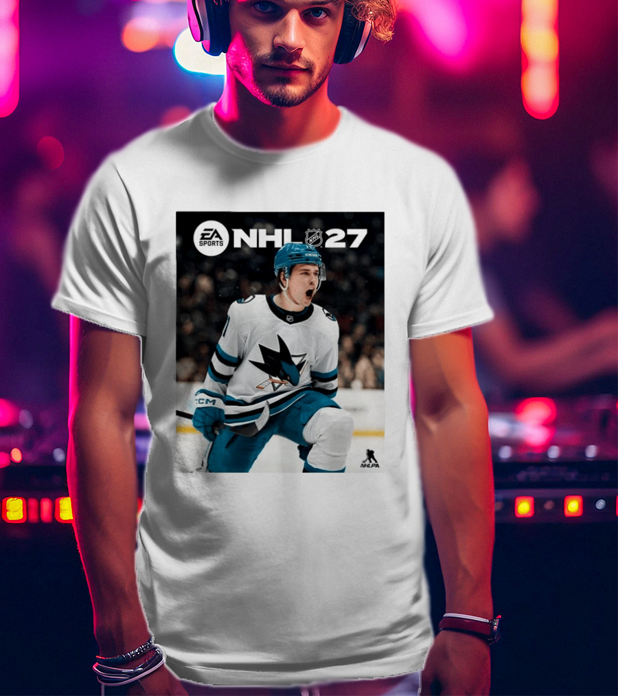 EA Sports NHL 27 Macklin Celebrini San Jose Sharks Cover Athlete NHLPA T-Shirt