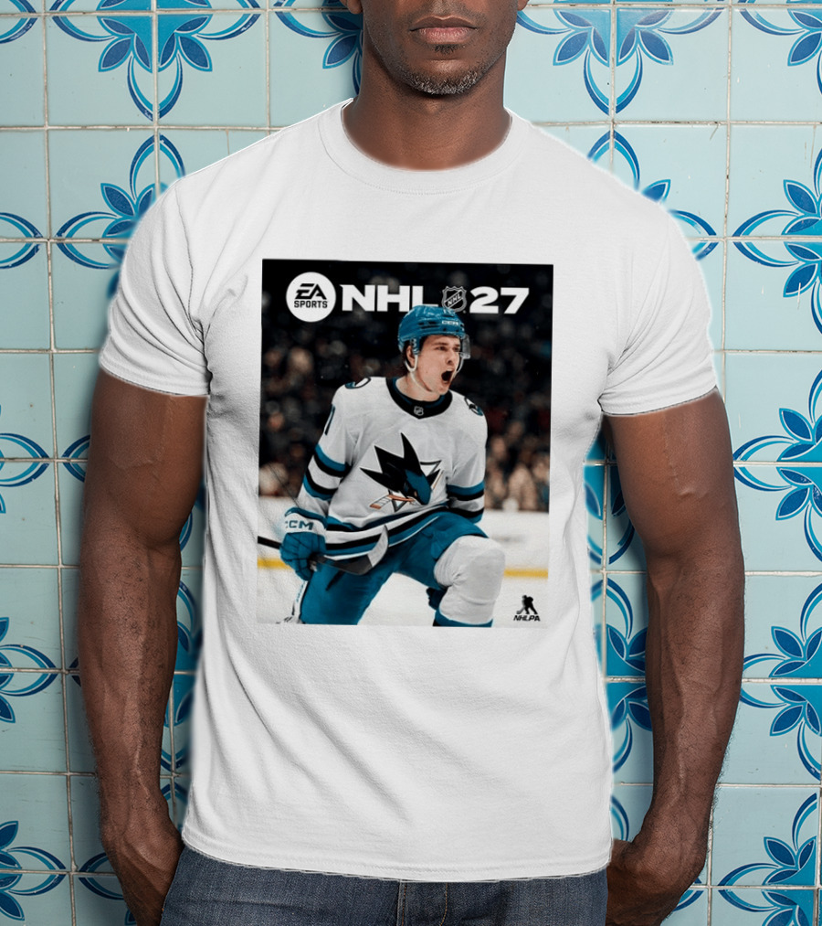 EA Sports NHL 27 Macklin Celebrini San Jose Sharks Cover Athlete NHLPA T-Shirt