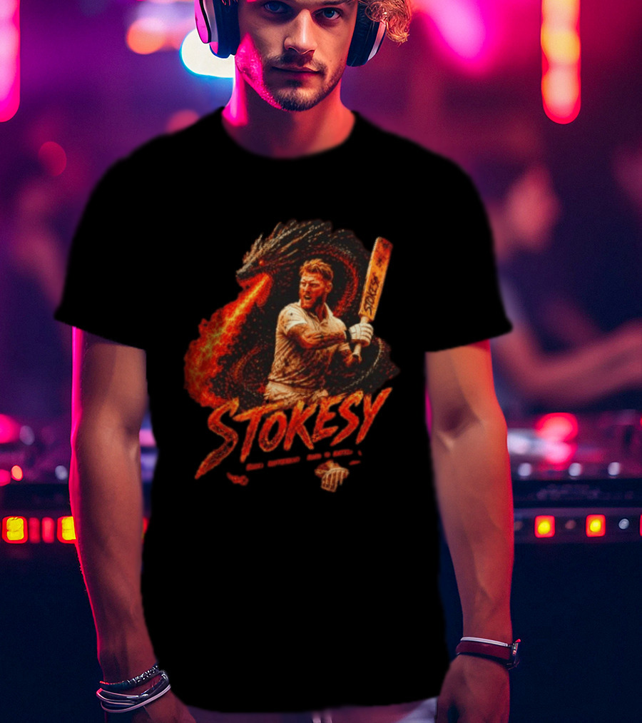 Ben Stokes England Cricket Team STOKESY Built Different Born To Battle Fiery Dragon T-Shirt