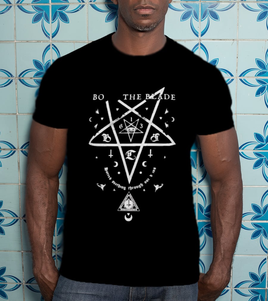 BO The Blade Pentagram Symbols Phrase Running Through Our Veins T-Shirt